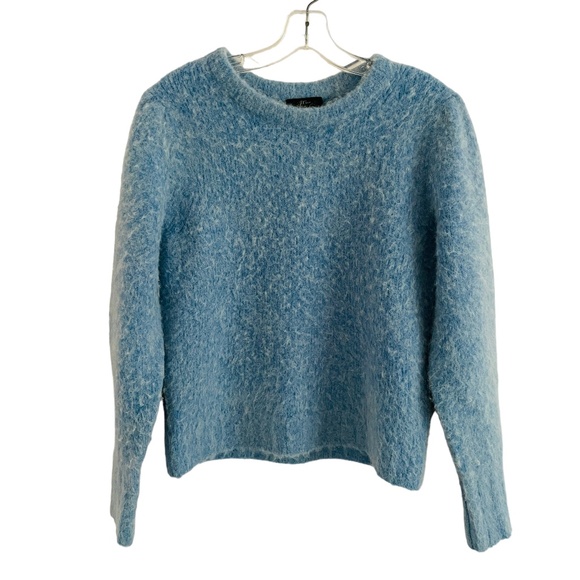 J. Crew Fuzzy Alpaca Sweater Size Medium Blue - Picture 1 of 5